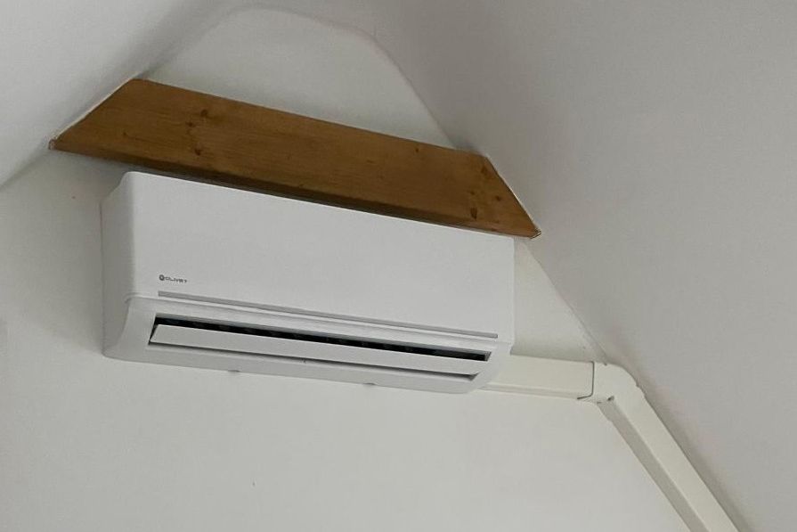 An air conditioning unit we fitted in a bedroom with a sloping ceiling
